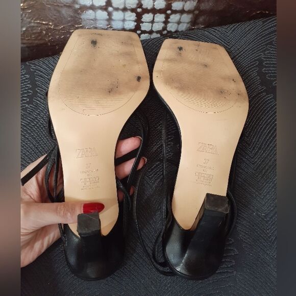 Zara 100% Leather Black Strappy Women's Sandals - Picture 7 of 16